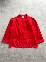 80's JCPenney cotton open collar jacket コットン ジャケット 開襟 レッド USA製 Mのサムネイル