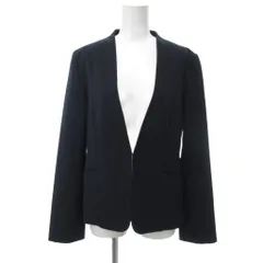 プラステ PLST ストレッチツイルカラーレスジャケット L ネイビー インディゴ ノーカラー Vネック /IU