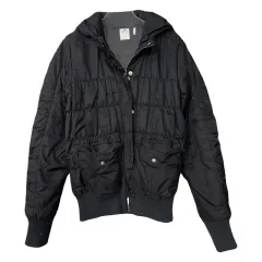 アディダス オールブラック ロゴ ポケット ヴィンテージ 軽量 フード ダウン L