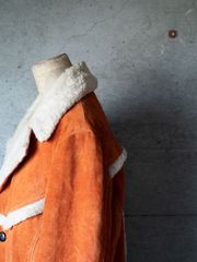 "MONTGOMERY WARD" '80s vintage Orange cowhide suede sherpa coat
