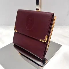 ◇極美品◇カルティエ　マストライン　がま口コンパクト財布　ボルドー×ゴールド