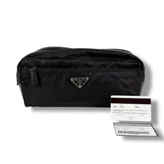 プラダ　クラッチバッグ　セカンドバッグ　テスートナイロン　サフィアーノレザー　ブラック　黒　トライアングルロゴ