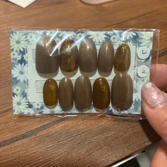 No.2 ブラウン×ゴールド ニュアンスネイルチップ Lサイズ