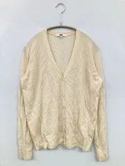 UNIQLO カーディガン/ボレロ L アイボリー ウール・ニット 無地 ミドル丈 長袖