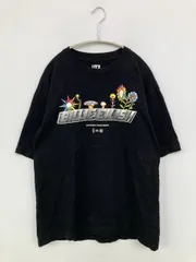 UNIQLO Tシャツ/カットソー L ブラック 前面プリント ブランドロゴ 半袖 ミドル丈 クルーネック(丸首)