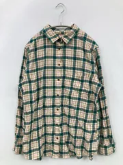UNIQLO シャツ/ブラウス XL アイボリー コットン チェック柄 ミドル丈 長袖 レギュラーカラー