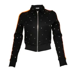 Miu Miu ミュウ ミュウ ジャケット ラインストーン ジャージ サイドライン トラックジャケット 2017 M【中古】のサムネイル