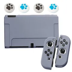 【特価商品】Switch OLED用カバー Swicth有機ELに対応用保護ケース 分離式ソフト保護シェル アナログスティックカバー4ｘ猫爪肉球 可愛い 耐久性 TPU素材 キズ防止 軽量薄型 アクセサリー (グレー)