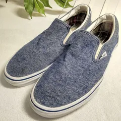 【良品】VANS/バンス/スリッポン/デニム地/インディゴチェック柄/27.0cm