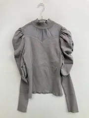 SNIDEL ニット/セーター F グレー ナイロン 無地 ショート丈 長袖 タートルネック/ハイネック