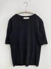 ROPE PICNIC ニット/セーター 38 ブラック ナイロン ニット 無地 ミドル丈 半袖 クルーネック(丸首)