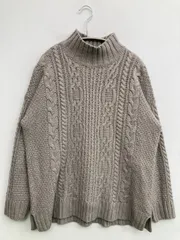 Emsexcite ニット/セーター M グレー 無地 ミドル丈 長袖 タートルネック/ハイネック