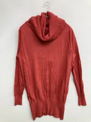 ニット/セーター 1 レッド コットン 無地 長袖 ミドル丈 タートルネック/ハイネック