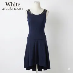 Jill Stuart 毛100% ネイビーワンピース ハイロー フォーマル 高級 日本製 サイズ0 #45-12