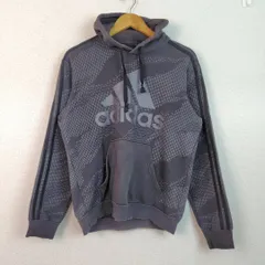adidas アディダス スウェットパーカー デカロゴ 総柄  Lサイズ メンズ 古着 ストリート スポーツMIX