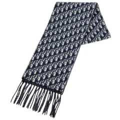 クリスチャンディオール Christian Dior トロッター柄 マフラー カシミヤ ネイビー レディース 【中古】のサムネイル