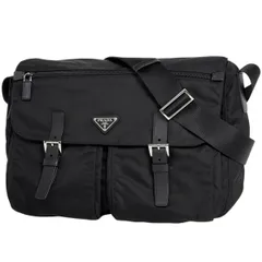 プラダ PRADA ロゴプレート ショルダーバッグ 斜め掛け メッセンジャーバッグ ショルダーバッグ ナイロン ネロ(ブラック) レディース 【中古】