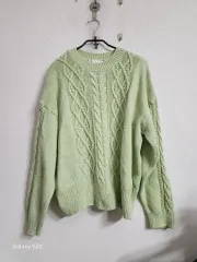 ケーブルニットセーター ライトグリーン