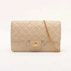 シャネル マトラッセ ラムスキン チェーン レザー ショルダーバッグ 肩掛け ハンド ベージュ レディース MMM DK53-7【中古】