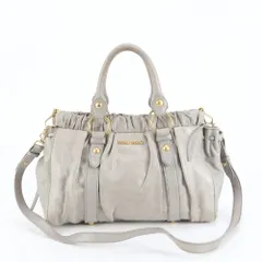 ミュウミュウ ヴィッテロリュクス レザー 2WAY ショルダーバッグ 斜め掛け クロスボディ ハンド トート レディース MEE DL45-1【中古】