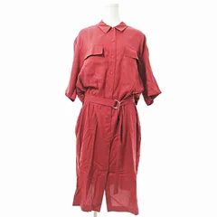 ラコステ LACOSTE シャツワンピース ロング 長袖 セパレート ベルト付き 40 赤 0630 IBO70