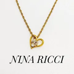 【美品】ニナリッチ ネックレス ハート NRロゴ ラインストーン ゴールド 刻印