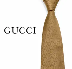 【極美品】GUCCI グッチ GG柄 ネクタイ ブランド ゴールド ベージュ ブランド 結婚式 高級 おしゃれ シルク100% オシャレ シルク100パーセント シルク 入学式 卒業式 入園式 卒園式 社会人 新成人 仕事 ビジネス