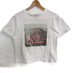 アディダス 半袖Ｔシャツ プリントT コットン100% スポーツウエア トップス 白 レディース Sサイズ ホワイト adidas 【中古】