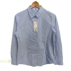 ユニクロ 長袖シャツ 未使用 UVカットストレッチストライプ 231-464807 トップス レディース Lサイズ ブルー×ホワイト UNIQLO