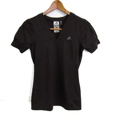 アディダス 半袖Ｔシャツ ロゴT クライマ365 ストレッチ スポーツウエア トップス レディース Sサイズ ブラウン adidas 【中古】