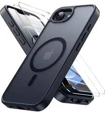 ★iPhone 16e 用 ケース 2025【強化フィルム2枚付き】Magsafe対応・米軍規格 いphone16e ケース 半透明 耐衝撃 指紋防止 滑り止め マグネット搭載 ワイヤレス充電 耐久性 全面保護