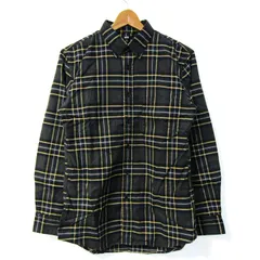 ユニクロ 長袖シャツ ネルシャツ コットン100% トップス メンズ Mサイズ ネイビー×イエロー×ホワイト UNIQLO 【中古】