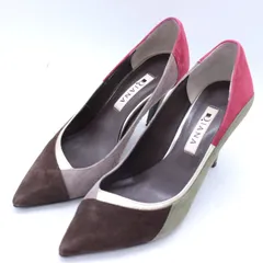 ダイアナ パンプス スウェード ブランド シューズ 靴 日本製 レディース 22.5サイズ ブラウン×グリーン×ピンク DIANA 【中古】