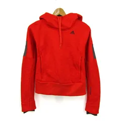 アディダス パーカー トップス プルオーバー スウェット スポーツウエア レディース Mサイズ レッド adidas 【中古】