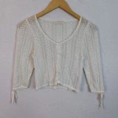 ef-de エフデ カーディガン 透かし編み ホワイト 9サイズ レディース 古着 レトロ フェミニン