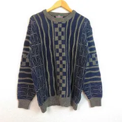 G-STAFF ジースタッフ ニット 総柄 ブルー Lサイズ メンズ 古着 レトロ アメカジ