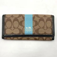 COACH コーチ 二つ折り 長財布 シグネチャー ベージュ グリーン PVC