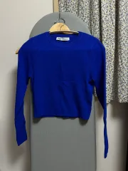 ZARA ザラ クロップド 長袖 ニット サイズ L ブルー