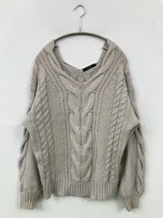 w closet ニット/セーター F グレー ナイロン 無地 その他総柄 ショート丈 長袖 Vネック