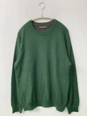 nano UNIVERSE ニット/セーター L グリーン ウール・ニット 無地 ミドル丈 長袖 クルーネック(丸首)