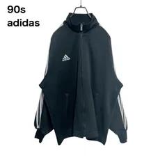 【稀少】90s adidas アディダス　万国旗　トラックジャケット　ジャージ　袖ライン　黒　M