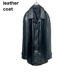 【羊革】状態良好　leather coat ラムレザー　レザーコート　韓国製　黒　LL