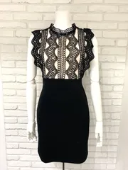 580 Tika holic ティカホリック キャバクラ ドレス ミニ レース フリル タイト ストレッチ ナイトドレス キャバドレス F