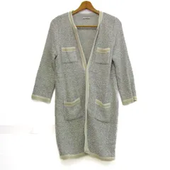 アドーア ニットコート ロングコート ロングカーディガン アウター ラメ レディース 38サイズ グレー ADORE 【中古】