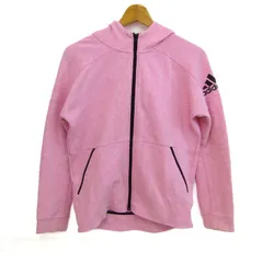 アディダス パーカー トップス ジップアップ スウェット スポーツウエア レディース Lサイズ ピンク adidas 【中古】