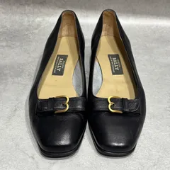 BALLY バリー パンプス ローヒール ブラック 黒 レザー ゴールド金具 スクエアトゥ 太ヒール　レディース　希少