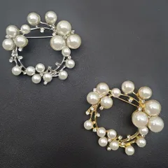 ブローチ ストーン コサージュ サークルG ゴールド シルバー 卒業式 入園式 結婚式