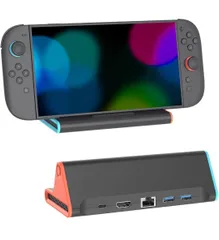 ★Switch 2用ドック【5in1多機能「21.0.0」対応】スイッチ 2ドック テレビ接続出力 有線LAN付き Switch 2用充電スタンド 1000Mbs LANポート/4K@60Hz HDMI変換/TVモード/USB-C (LANポート付き)