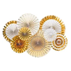 【新品】 YFFSFDC ペーパーファン 8点セット ゴールド 誕生日 飾り付け セット パーティー デコレーション バースデー/ひな祭り/こどもの日/お正月/結婚式など お祝い 装飾 飾り 男の子 女の子 1