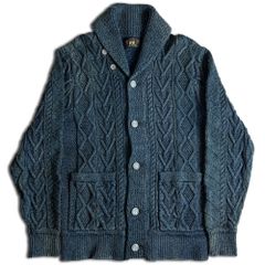 RRL キルテッド インディゴ コットン パーカー　本藍染め　タブルアールエル RRLダブルアールエル パーカーインディゴ アラン コットン